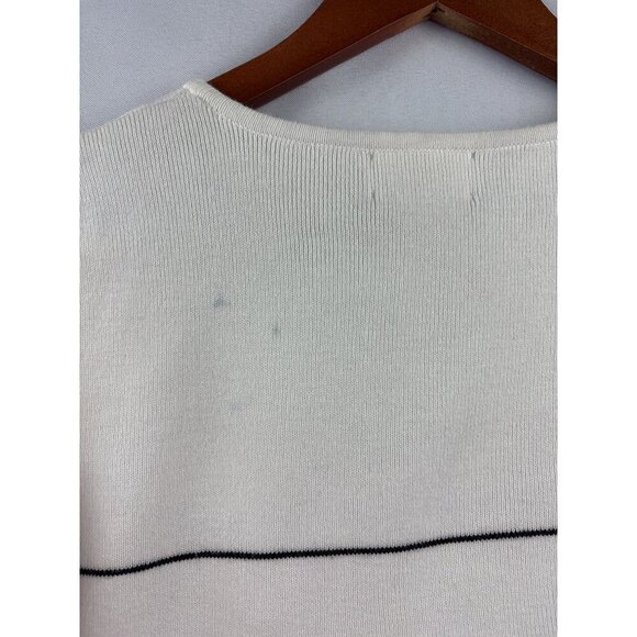 Designers Originals Womens Sleeveless Striped Knit Top S Cotton White & Black - Picture 5 of 5